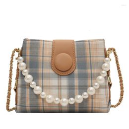 Shoulder Bags Female Chain Plaid Crossbody Bag 2024 Trend Summer Solid Colour Women Fashion Designer