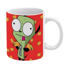 Mugs TACO ( GIR ) White Mug Vintage Unisex Size Invader Zim Robot Nick Bizzdakid Food