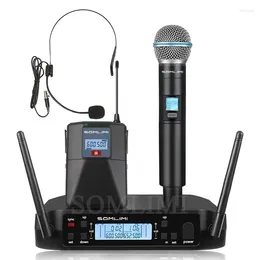 Microphones SOMLIMI GLD58 Microphone Wireless Professional UHF System Handheld Mic For Stage Speech Wedding Show Band Home Party Church