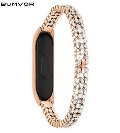 Watch Bands Rose Gold For Mi Band 4 Smart Accessories Strap Replacement Diamonds Stainless Steel Bracelet16001471