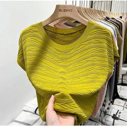Women's Sweaters Design Short Sleeved Knit Shirt For Women With Sleeveless Shoulders 2024 Summer Loose And Unique Irregular Top