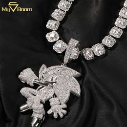 New Sony Hedgehog Cartoon Pendant Necklace Miami Cuban Chain Fashion Men's Accessories Hip Hop Jewellery