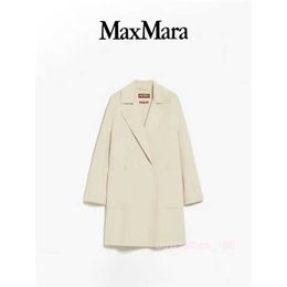 Женское пальто кашемировое дизайнер дизайнер модного пальто Maxmaras 2024 весна/лето Новый продукт женский двойной шерстяной кашемир песок