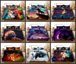 Lion Fish Cat Bedding Set Animals Pattern Luxury 3D Print Bed Linen Modern Art Microfiber Duvet Cover Sets 23 piece Single Double3987612