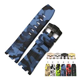 28mm camouflage Wristband Sport Watch Band Rubber Silicone Waterproof strap with stainless steel buckle fit for AP watch band9821364