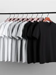 Men's T Shirts Solid T-shirt Man Casual Cotton Soft O-Neck Tops Men 2024 Summer Short Sleeves Simple Loose Large Size Fashion T-shirts Boy