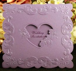Wedding Invitations Creative High Quality Invitation Cards Customized 3 fold Heart Decoration Invitations Purple Beige Red Color6918004