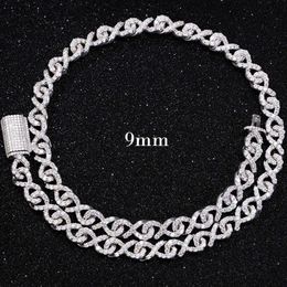 Hiphop Jewellery 9mm Wide Vvs Moissanite Diamond Chain S925 Sterling Silver Cuban Link Chain