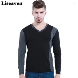 Men's T Shirts Liseaven V Neck Long Sleeve T-Shirt Korean Fashion Cotton Slim Fitted Shirt Casual Tops & Tees Plus Size 4XL 5XL