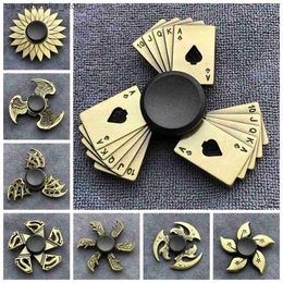 Novelty Games Brass Coloured finger rotator office desk toy with ADHD anxiety zinc alloy Fidget rotator cool and fun hand rotation adult gift Q240418