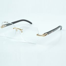 Micro cut fashionable transparent lenses 8300817 with natural black textured buffalo horn arm size 18-140 mm