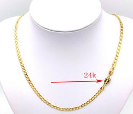 Solid 24 k Stamp Link C Gold GF Women039s Necklace Curb Chain Birthday Valentine Gift Valuable 20quot 50 4 MM6140926