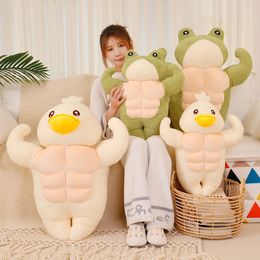 Wholesale Large muscular fitness frog doll manufacturer looks cute and cute with big eyes fitness duck