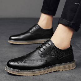 Casual Shoes Men's Leather Moccasins Autumn Lace Up Fashion Black Safety For Men Working Brock Luxury Designer