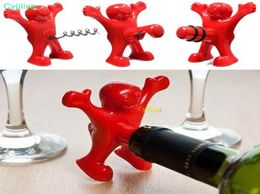Funny Happy Man Design Wine Stoppers Mini Beer Bottle Openers Wine Cockscrew Kitchen Bar Creative Wine Beer Openers Plugs Red Blac6770585