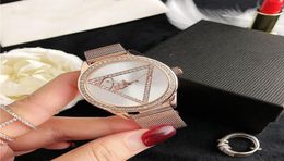 Fashion Brand women Girl crystal triangle style steel metal band quartz wrist watch GS395498889