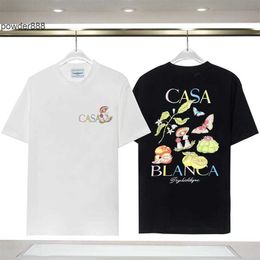 Summer Niche Trendy Brand Casablanca Short Sleeved Fruit and Plant Coloured Letter Printed Fat Guy T-shirt