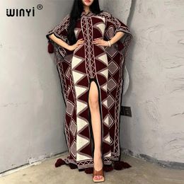 Casual Dresses WINYI Print Comfort Warm Black Fashion Kaftan Holiday Dress Elegant Africa Women Boho Party Winter Clothes For Long