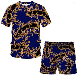 Men's Tracksuits 2024 Summer Iron Chain Children's Short-Sleeved Suit 3D Printing Man / Woman Casual Fashion Shorts T-Shirt Tops
