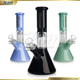 2024 Hittn New Beaker Bong Glass Water Pipe 10 Inches 6 Tree Arms Perc 14mm Joint Hand Blown 420 Smoking Water Bong Milk Blue Milk Green Black