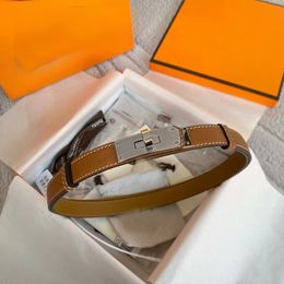 Dress belt for women designer narrow quiet luxury belts orange black simple graceful waistband for dresses thin small metal buckle smooth leather designer belt H14