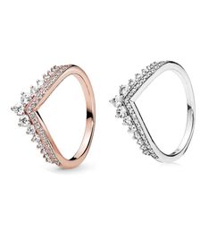 Hot Princess Wish Ring for 925 sterling silver with CZ diamond plated rose gold high quality charm ladies ring with box6833504