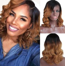 Short Bob Brazilian Virgin Human Hair Wigs Ombre Two Tone Blonde Color Body Wave Lace Front Wig Full Lace Human Hair Glueless6315744