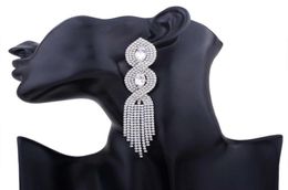 Fashion tassels dangle earrings for women luxury crystal chains chandelier earring fashion gold silver engagement wedding earring7615268