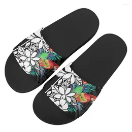 Slippers INSTANTARTS Hawaii Kanaka Maoli Flower And Parrot Printed Slide Sadal For Girls Comfort Non-Slip Flip Flop Women