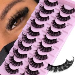 10 Pairs Russian Lashes Thick Curly Dramatic Volume False Natural Look Russian Strip Extension For Stage Party Festival Use