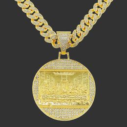 Last Supper Pendant Big Jesus Iced Out Bling Zircon Gold Color Charm Necklace Fashion For Men Father's Day Gift Hip Hop Jewel268L