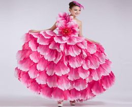 360 Spain Opening Flamenco Dance Big Dresses Long Section Modern Dance Clothes Costumes Performing Arts Stage Clothing Flowers5379745