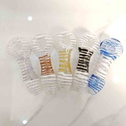 Latest Stripes Glass Pipe 5 Colours Smoking Tobacco hand Pipes cigarette Philtre oil Burners Bowl tool accessories