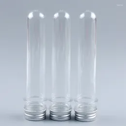 Storage Bottles 10pcs 50ml Clear Cylindrical Test Tube Bottle With Sealed Screw Cap Plastic Container Portable Jar For Candy Sundries
