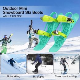 Crampons Mountaineering Crampons Mini Short Ski Skates Short Mini Skating Ski Shoes Adjuatable Adults Short Shoe Snowblades Portable for Wi