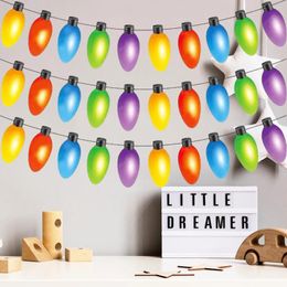 Christmas Decorations 1Pcs Decorative Light Bulbs Paper Banner Party Pulling Flag Happy Year Supplies