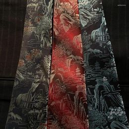 Bow Ties 1Pc Chinese Style Landscape Painting Exquisite Tie Personalised Fashion Trendy Pattern Printing All-Match Decorative