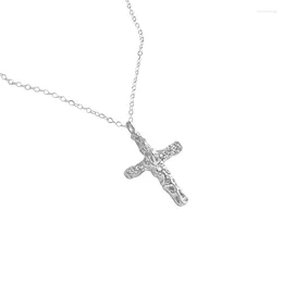 Pendant Necklaces S925 Sterling Silver Necklace Ins Ruffled Cross Female Niche Design Simple Chain