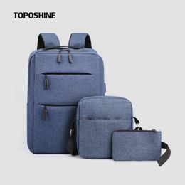 Backpack Fashion Men 3 Pieces/Set High Quality Male Retro Laptop Bag Men's Schoolbag Travel For Rucksack