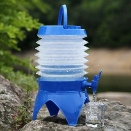 5.5L Outdoor Foldable Water Container Camping Folding Water Bucket Fishing Travel Beer Juice Drinking Storage Tap Bucket