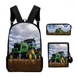 Backpack Farm Tractor Schoolbag Travel Shoulder Bag Pencil Case Gift For Kids Students