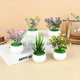 Decorative Flowers Mini Artificial Plants Bonsai Fake Aloe Table Potted Ornaments Small Simulated Tree Pot Plant Home Decoration Crafts