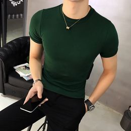 T Shirt For Men Korean Luxury Clothing Summer Short Sleeve Mens TShirts Round Collar Slim Fit Casual Tee Homme 4XL 240416