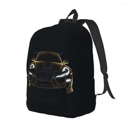 Backpack Classic Sports Car Canvas Backpacks Line Art Neon Big Stylish Daily Bags