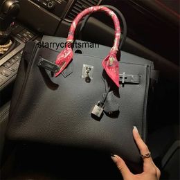 Women Luxury Handbag L 2023 New French Black Silver Buckle 25/30/35togo Calf Leather Pattern Genuine Leather Womens Bag Lock Buckle Handbag