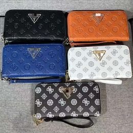 Handbag Designer Hot Selling 50% Discount Wallets New Solid Colour Embossed Printing Triangle Medium and Long Wallet Certificate Bag