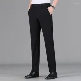 Men's Pants Gray Summer Thin Fashion Business Casual Suit Long Ice Silk Straight Sleeve Formal Plus Size 29-40