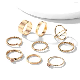 Cluster Rings 2024 Trendy Gold Color Simple Finger Geometric Hollow Out Ring For Women Girls Party Jewelry Gift