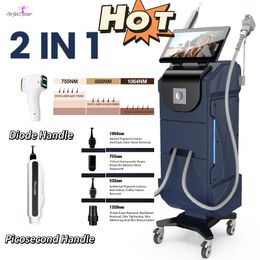 Perfectlaser Diode Laser Hair Removal Picosecond Tattoo Removal Machine 2 IN 1 Pico Diode Nd Yag Lazer Depilator Permanent Hair Loss Epilator Beauty Equipment Salon