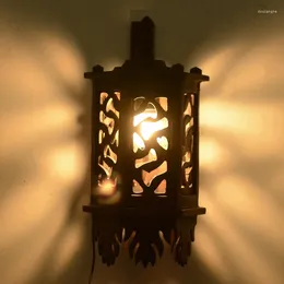 Wall Lamp Southeast Asian Style Solid Wood Hand Carved Antique Teak Corridor Model Room Decorative LO8920